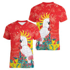 Sulphur-crested Cockatoo Christmas Women V-Neck T-Shirt Australia Gumtree With Golden Wattle