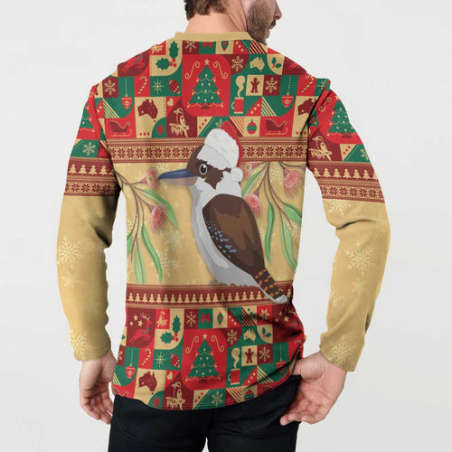 Australia Christmas Button Sweatshirt Kookaburra Santa With Gumtree