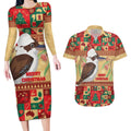 Australia Christmas Couples Matching Long Sleeve Bodycon Dress and Hawaiian Shirt Kookaburra Santa With Gumtree