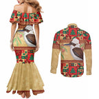 Australia Christmas Couples Matching Mermaid Dress and Long Sleeve Button Shirt Kookaburra Santa With Gumtree