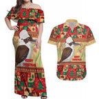 Australia Christmas Couples Matching Off Shoulder Maxi Dress and Hawaiian Shirt Kookaburra Santa With Gumtree