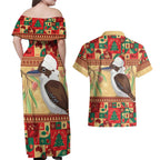 Australia Christmas Couples Matching Off Shoulder Maxi Dress and Hawaiian Shirt Kookaburra Santa With Gumtree