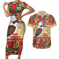Australia Christmas Couples Matching Short Sleeve Bodycon Dress and Hawaiian Shirt Kookaburra Santa With Gumtree