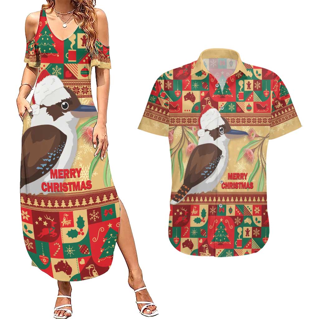 Australia Christmas Couples Matching Summer Maxi Dress and Hawaiian Shirt Kookaburra Santa With Gumtree