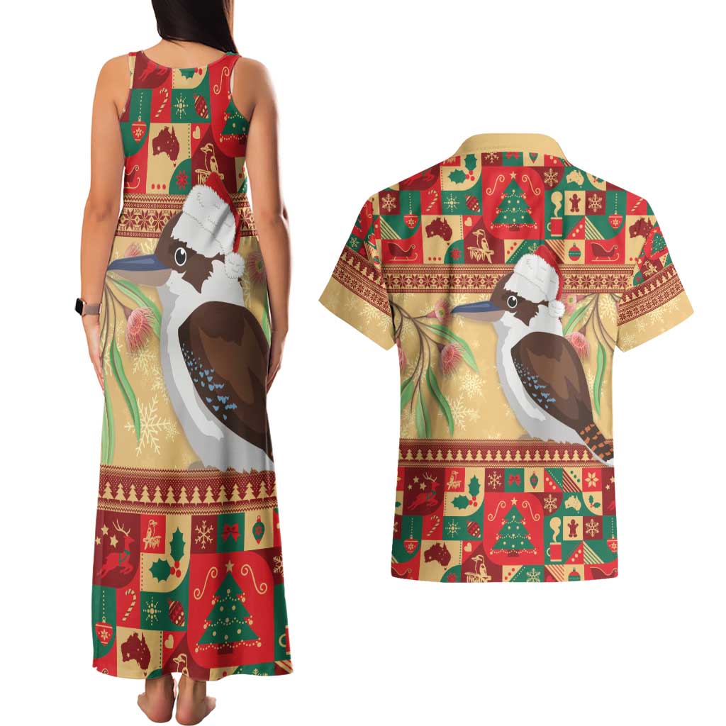 Australia Christmas Couples Matching Tank Maxi Dress and Hawaiian Shirt Kookaburra Santa With Gumtree
