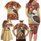 Australia Christmas Family Matching Long Sleeve Bodycon Dress and Hawaiian Shirt Kookaburra Santa With Gumtree