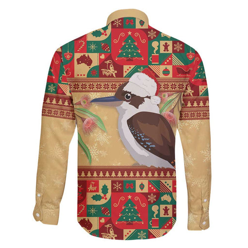 Australia Christmas Family Matching Long Sleeve Bodycon Dress and Hawaiian Shirt Kookaburra Santa With Gumtree