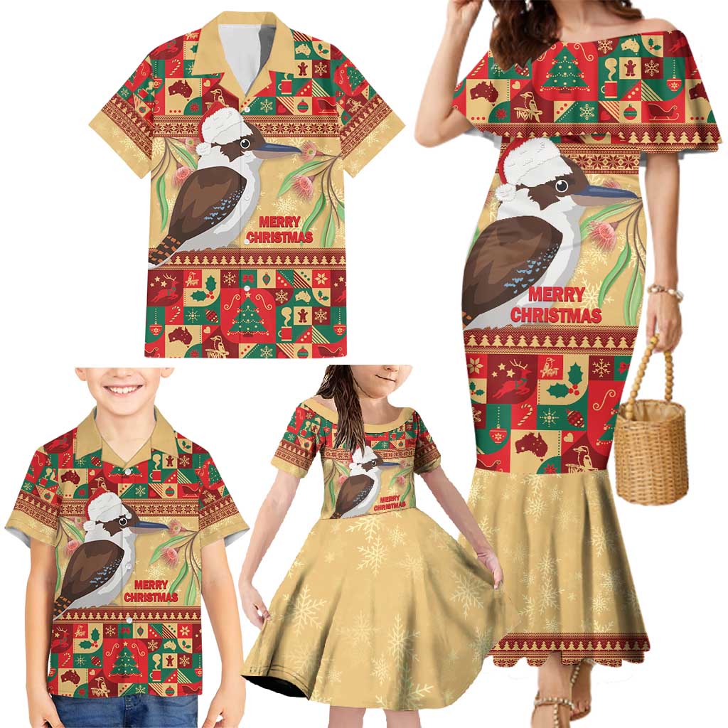 Australia Christmas Family Matching Mermaid Dress and Hawaiian Shirt Kookaburra Santa With Gumtree