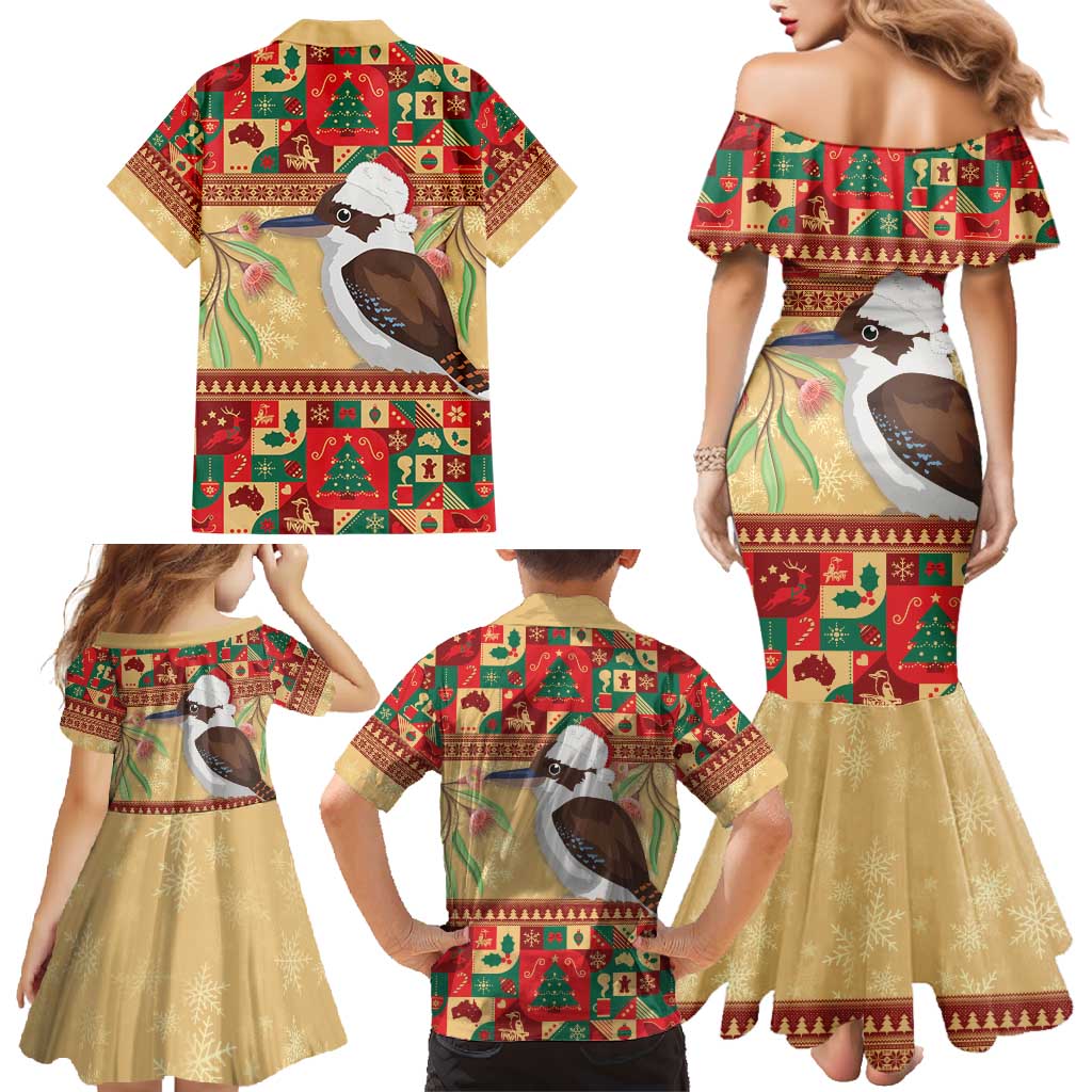 Australia Christmas Family Matching Mermaid Dress and Hawaiian Shirt Kookaburra Santa With Gumtree