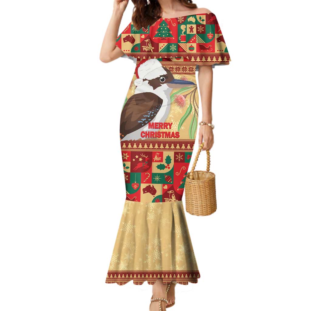 Australia Christmas Family Matching Mermaid Dress and Hawaiian Shirt Kookaburra Santa With Gumtree