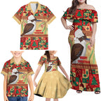 Australia Christmas Family Matching Off Shoulder Maxi Dress and Hawaiian Shirt Kookaburra Santa With Gumtree