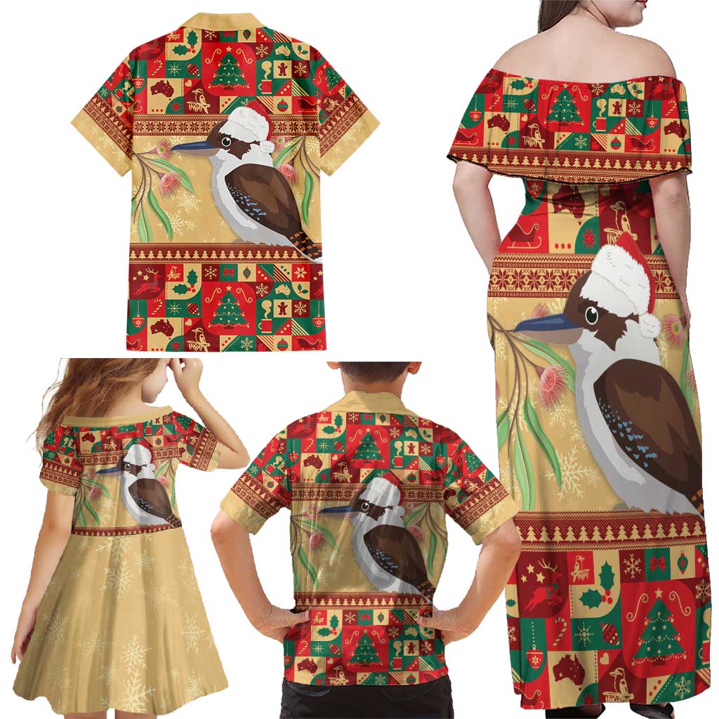 Australia Christmas Family Matching Off Shoulder Maxi Dress and Hawaiian Shirt Kookaburra Santa With Gumtree