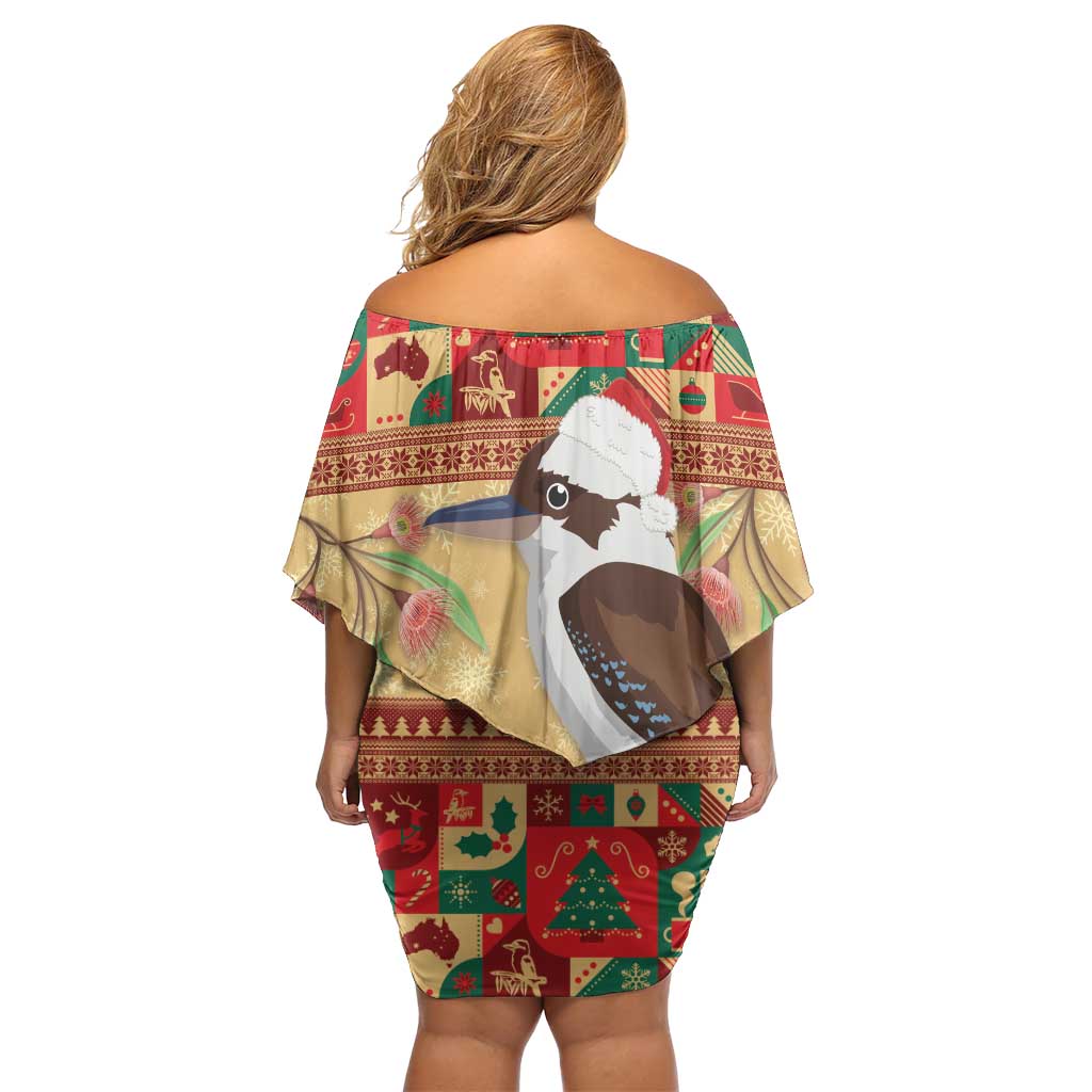 Australia Christmas Family Matching Off Shoulder Short Dress and Hawaiian Shirt Kookaburra Santa With Gumtree