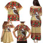 Australia Christmas Family Matching Puletasi and Hawaiian Shirt Kookaburra Santa With Gumtree