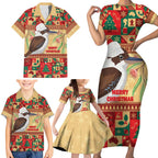 Australia Christmas Family Matching Short Sleeve Bodycon Dress and Hawaiian Shirt Kookaburra Santa With Gumtree