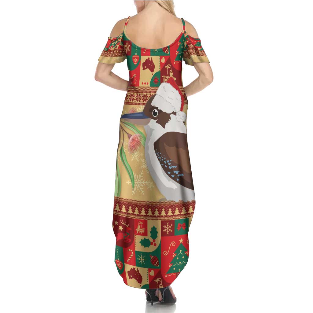 Australia Christmas Family Matching Summer Maxi Dress and Hawaiian Shirt Kookaburra Santa With Gumtree