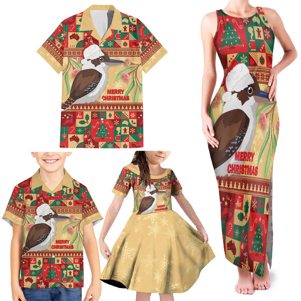 Australia Christmas Family Matching Tank Maxi Dress and Hawaiian Shirt Kookaburra Santa With Gumtree