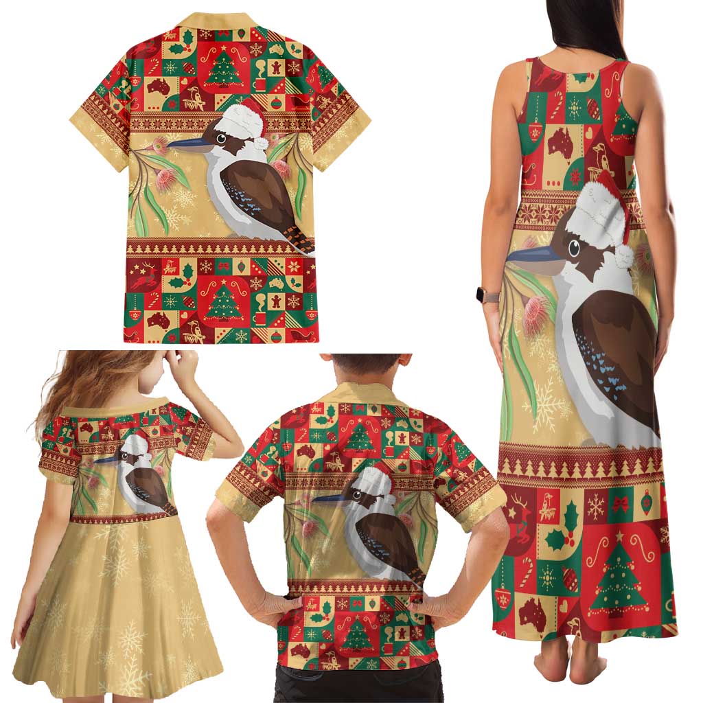 Australia Christmas Family Matching Tank Maxi Dress and Hawaiian Shirt Kookaburra Santa With Gumtree