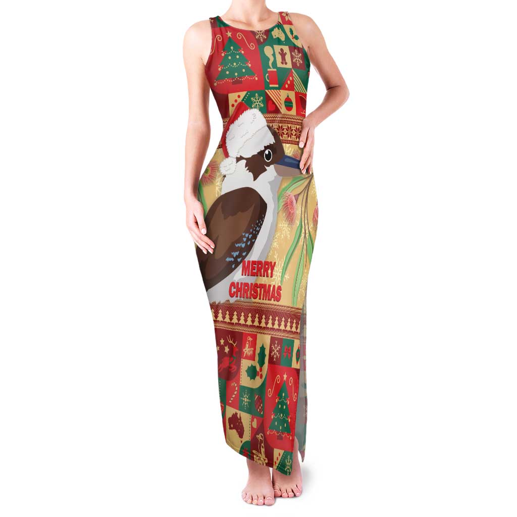Australia Christmas Family Matching Tank Maxi Dress and Hawaiian Shirt Kookaburra Santa With Gumtree
