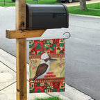 Australia Christmas Garden Flag Kookaburra Santa With Gumtree