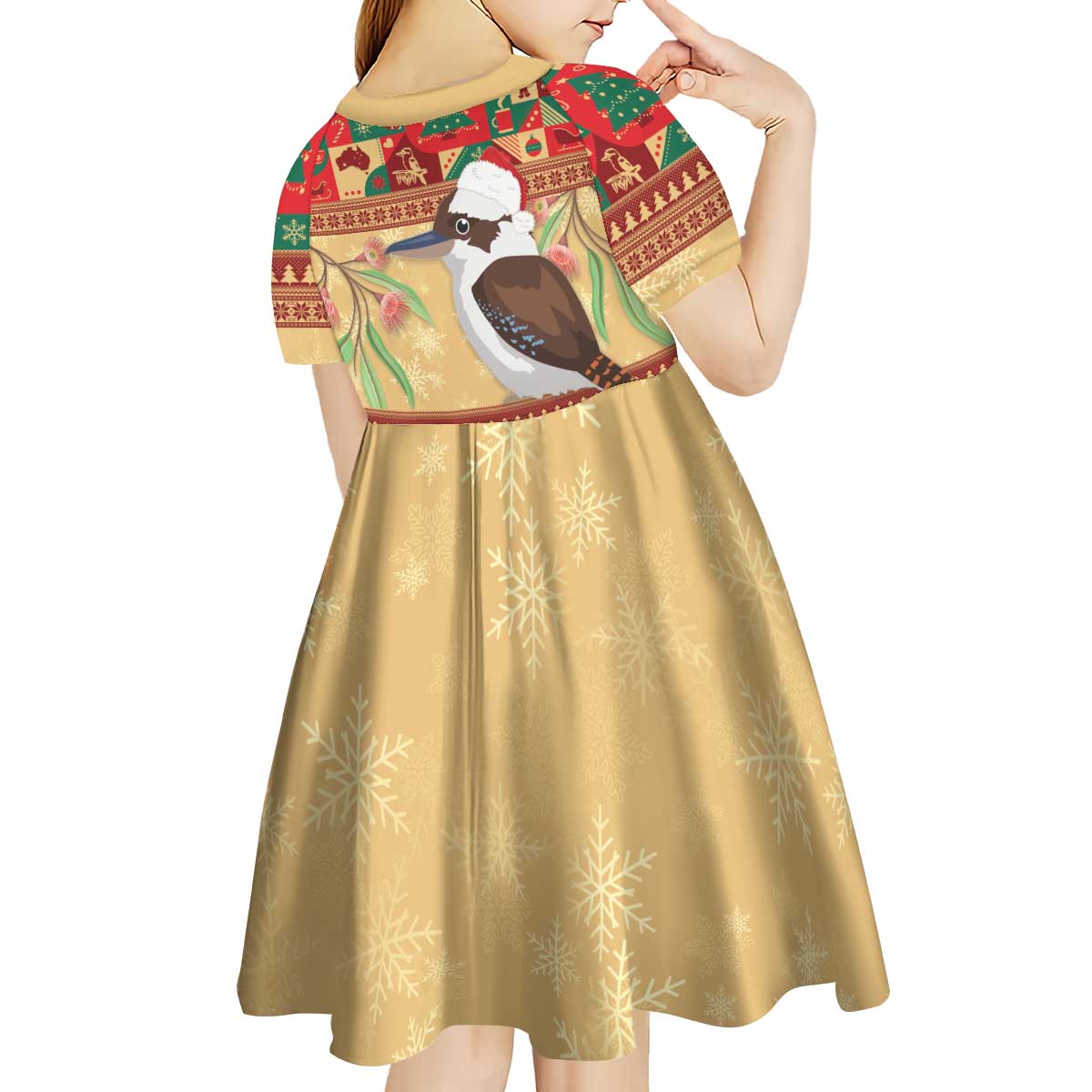Australia Christmas Kid Short Sleeve Dress Kookaburra Santa With Gumtree