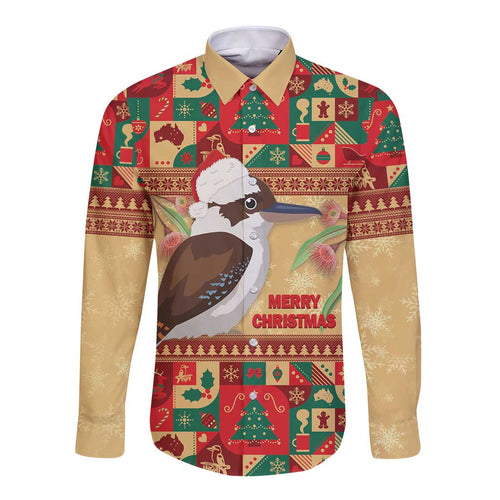 Australia Christmas Long Sleeve Button Shirt Kookaburra Santa With Gumtree