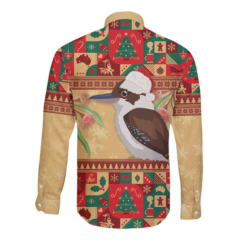 Australia Christmas Long Sleeve Button Shirt Kookaburra Santa With Gumtree