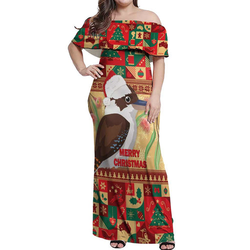 Australia Christmas Off Shoulder Maxi Dress Kookaburra Santa With Gumtree