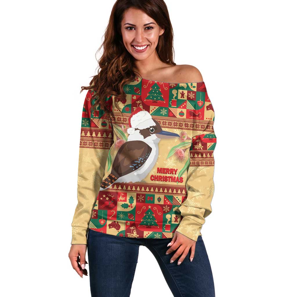 Australia Christmas Off Shoulder Sweater Kookaburra Santa With Gumtree