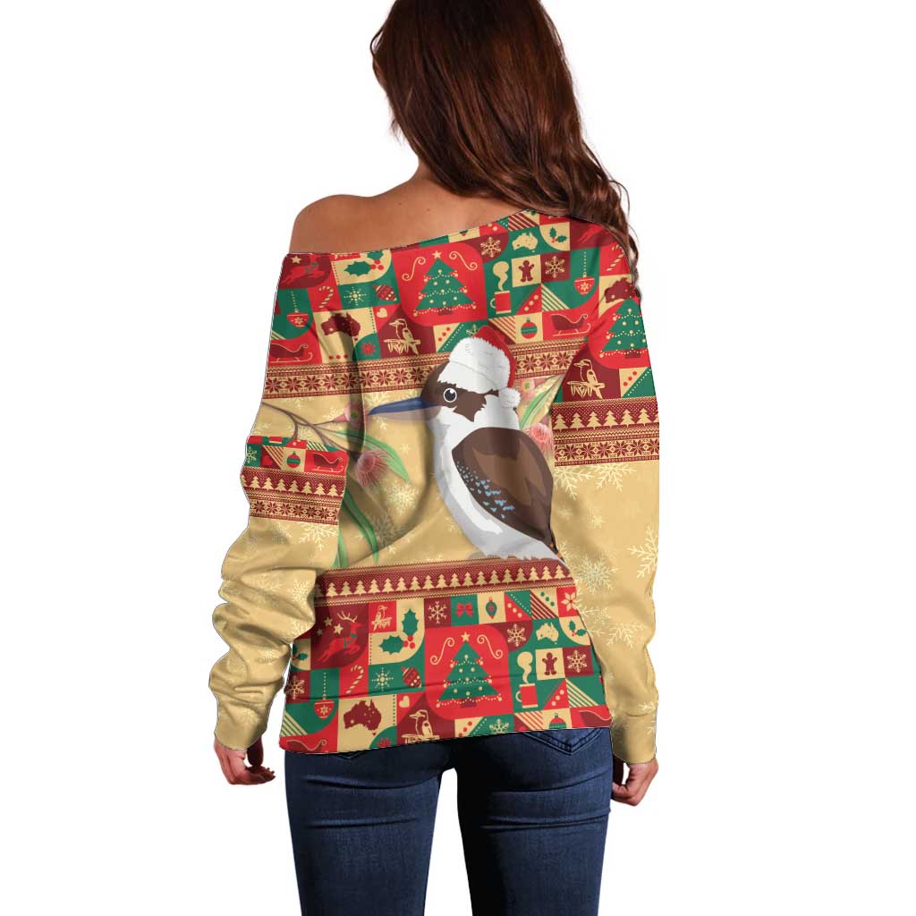 Australia Christmas Off Shoulder Sweater Kookaburra Santa With Gumtree
