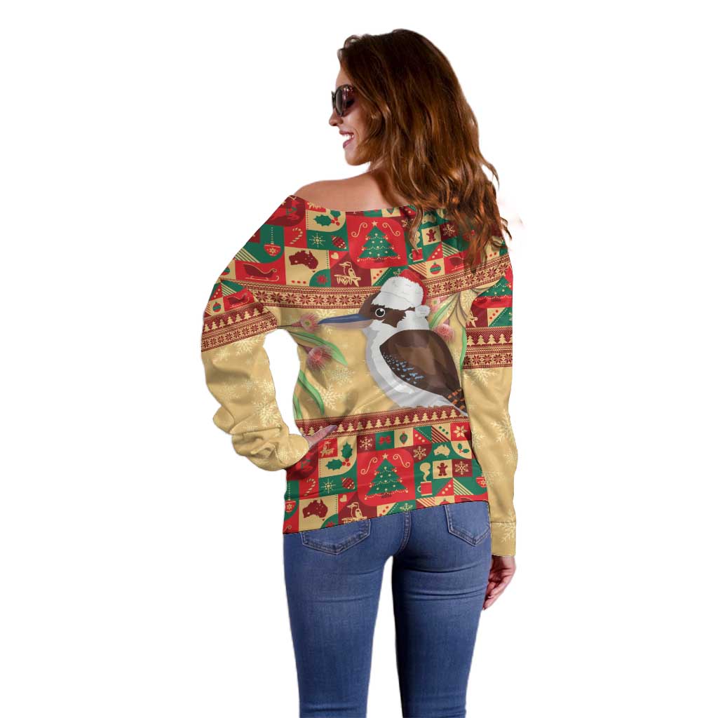 Australia Christmas Off Shoulder Sweater Kookaburra Santa With Gumtree
