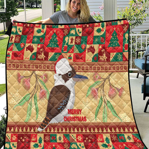 Australia Christmas Quilt Kookaburra Santa With Gumtree