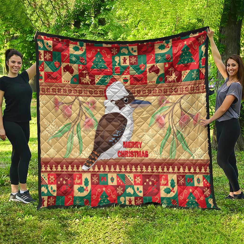 Australia Christmas Quilt Kookaburra Santa With Gumtree