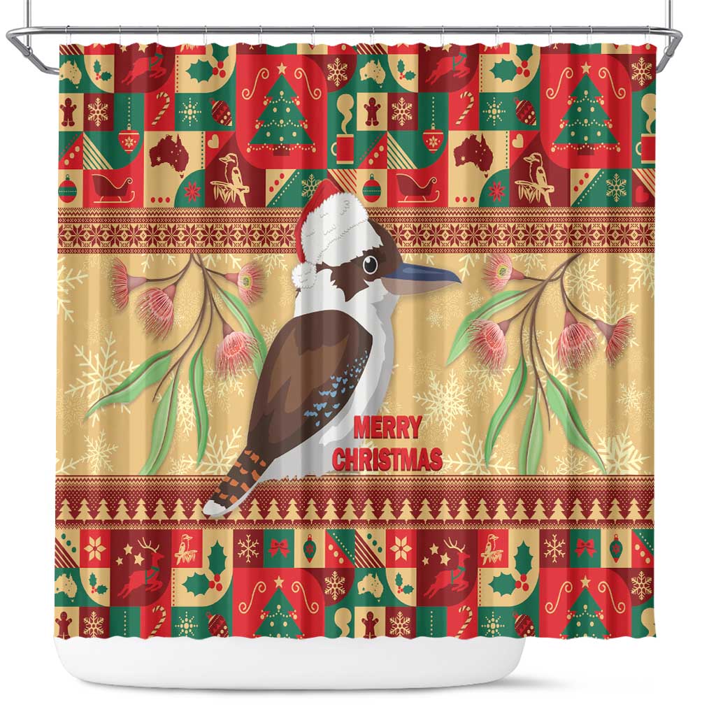 Australia Christmas Shower Curtain Kookaburra Santa With Gumtree