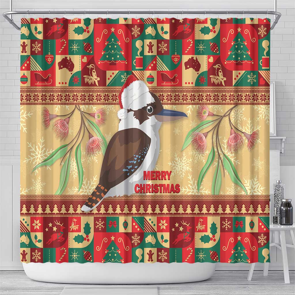 Australia Christmas Shower Curtain Kookaburra Santa With Gumtree