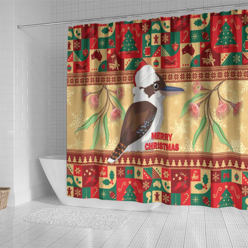 Australia Christmas Shower Curtain Kookaburra Santa With Gumtree