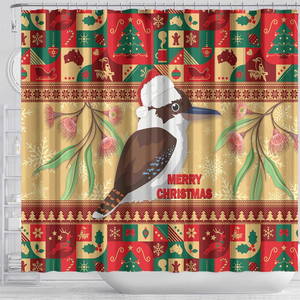 Australia Christmas Shower Curtain Kookaburra Santa With Gumtree