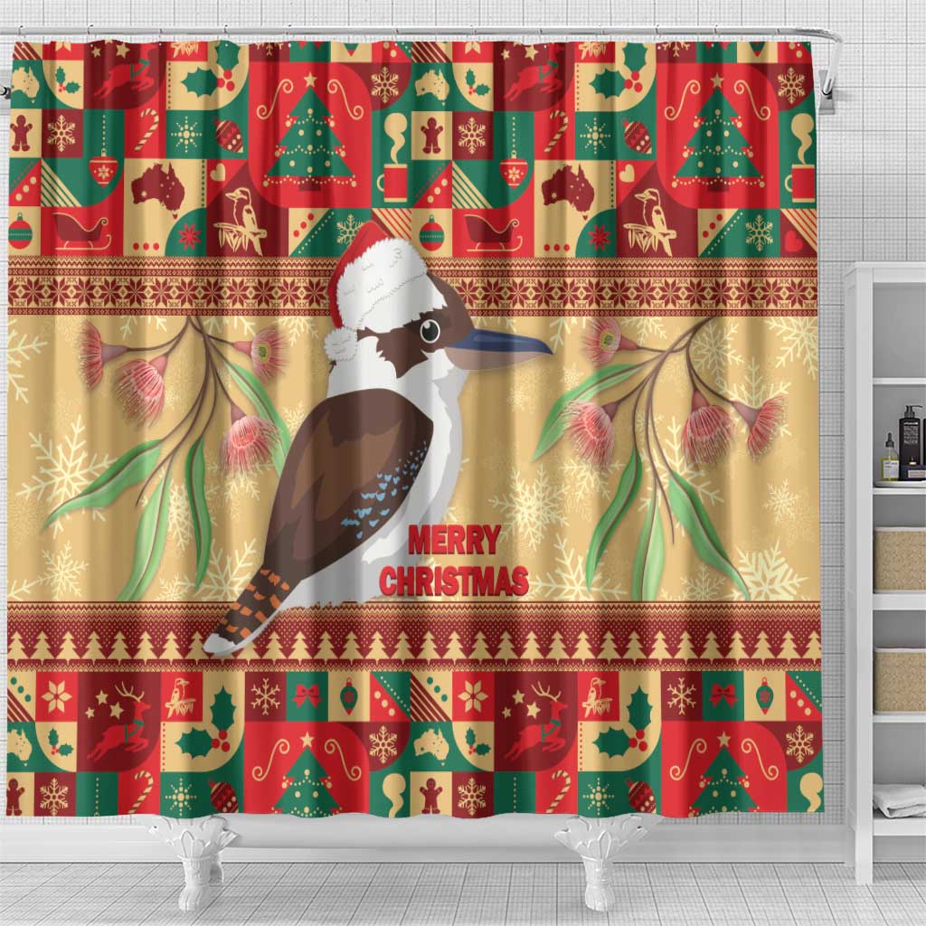 Australia Christmas Shower Curtain Kookaburra Santa With Gumtree