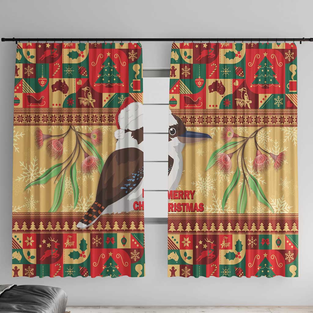 Australia Christmas Window Curtain Kookaburra Santa With Gumtree