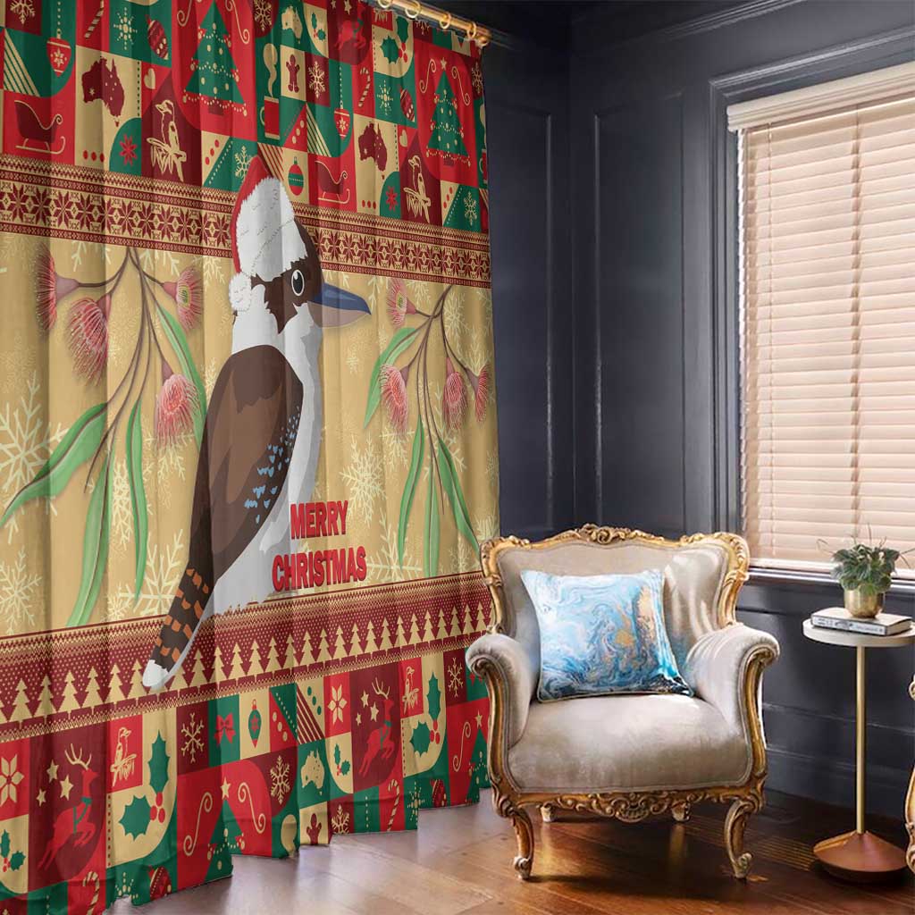 Australia Christmas Window Curtain Kookaburra Santa With Gumtree