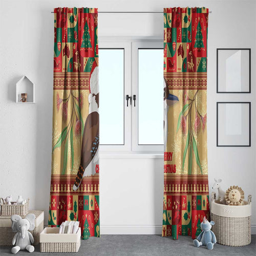 Australia Christmas Window Curtain Kookaburra Santa With Gumtree