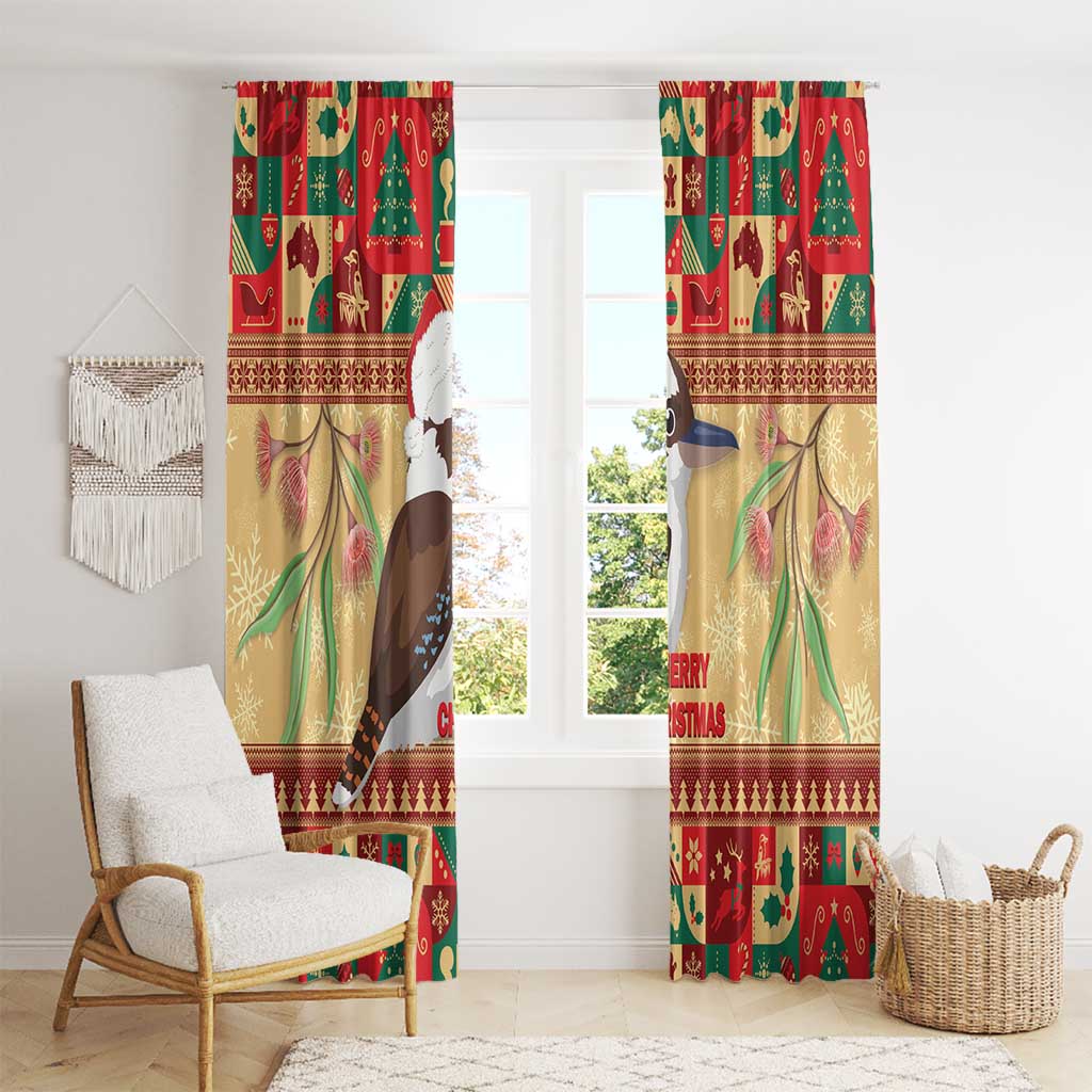 Australia Christmas Window Curtain Kookaburra Santa With Gumtree
