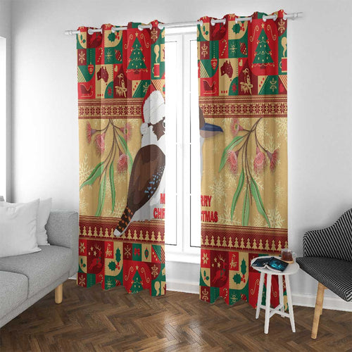 Australia Christmas Window Curtain Kookaburra Santa With Gumtree
