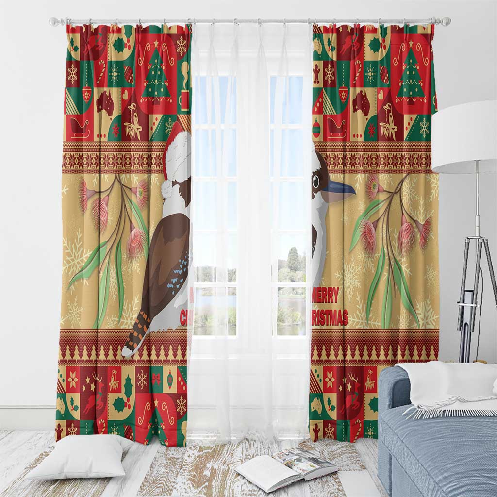 Australia Christmas Window Curtain Kookaburra Santa With Gumtree