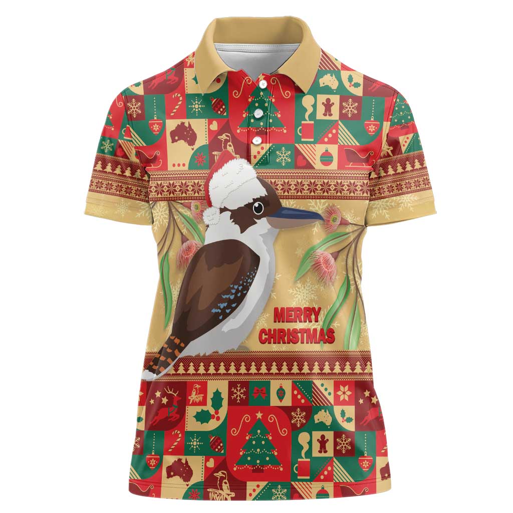 Australia Christmas Women Polo Shirt Kookaburra Santa With Gumtree