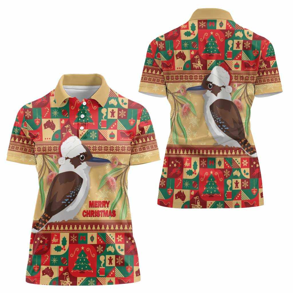 Australia Christmas Women Polo Shirt Kookaburra Santa With Gumtree