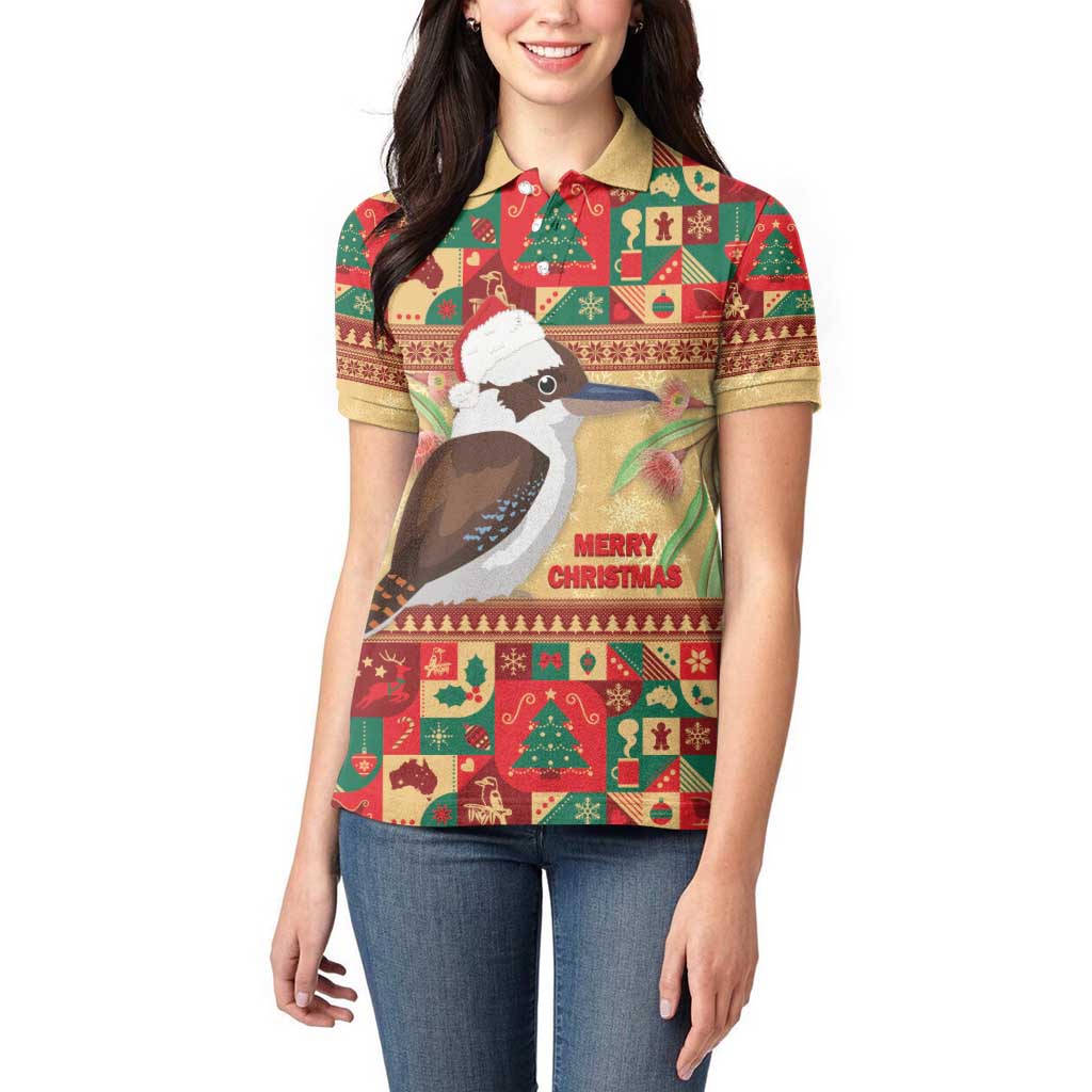 Australia Christmas Women Polo Shirt Kookaburra Santa With Gumtree