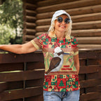 Australia Christmas Women Polo Shirt Kookaburra Santa With Gumtree