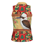 Australia Christmas Women Sleeveless Polo Shirt Kookaburra Santa With Gumtree