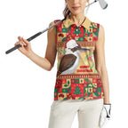 Australia Christmas Women Sleeveless Polo Shirt Kookaburra Santa With Gumtree
